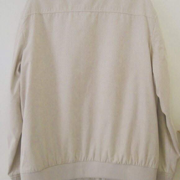 ALFANI-Mens-Size XL-Lt. Biege-Faux Suede Perforated Bomber Zip-Up Jacket Coat - Picture 8 of 9